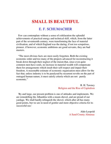 E. F. Schumacher: Small is beautiful (French language, 1978, Contretemps, Seuil)