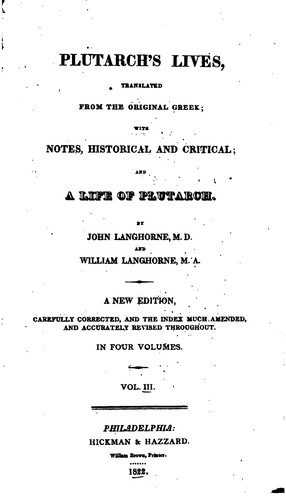 Plutarch: Plutarch's Lives Volume 3 (of 4) (1822, Hickman & Hazzard)