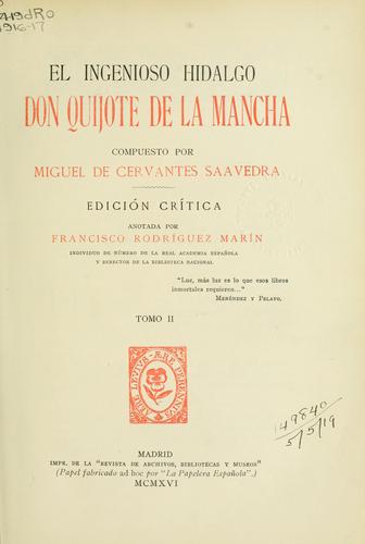 Miguel de Unamuno: El ingenioso hidalgo Don Quijote de la Mancha (Spanish language, 1916, "Revista de Archivos Bibliotecas y Museos")