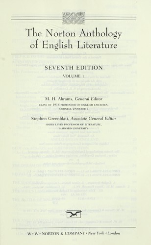 M. H. Abrams, Stephen Greenblatt: The Norton anthology of English literature (2000, Norton)