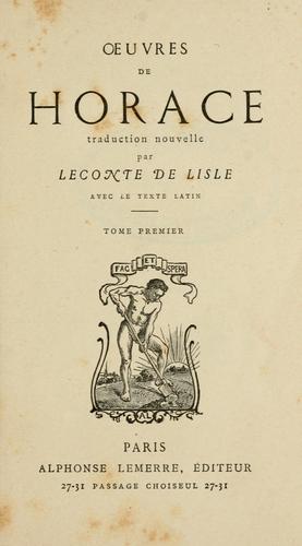 Horace: uvres de Horace (French language, 1800, A. Lemerre)