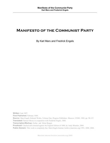 Karl Marx, Friedrich Engels, Friedrich Engels, friedrich engels: Manifesto of the Communist Party (2004, marxists.org)