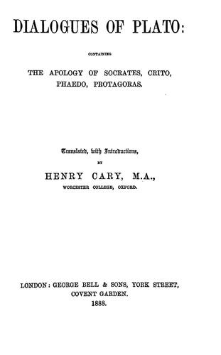 Plato: Dialogues of Plato (1888, George Bell & Sons)