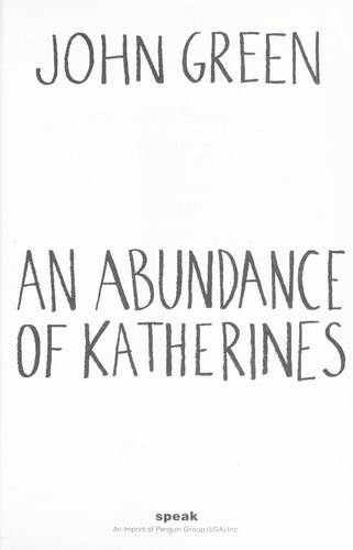 John Green, Mercè Santaularia Campillo: An abundance of Katherines [electronic resource]