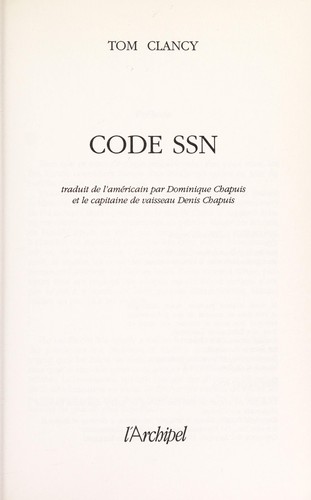 Tom Clancy: Code SSN (French language, 1999, L'Archipel)