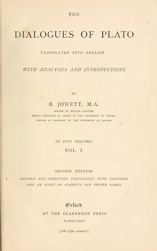 Plato: The dialogues of Plato (1875, Clarendon Press)