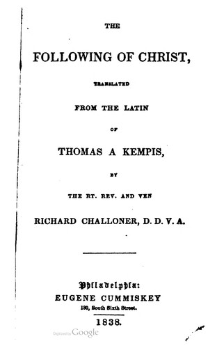 Thomas à Kempis: The Following Of Christ (1838, Eugene Cummiskey)