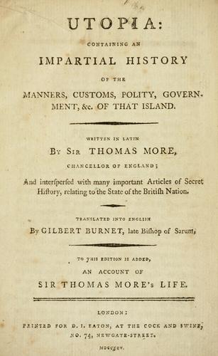 Thomas More: Utopia (1795, Printed for D.I. Eaton)