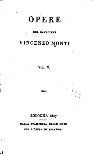 Homer, Vincenzo Monti , Francesco Cassi: Opere (Italian language, 1827, Stamperia delle muse)