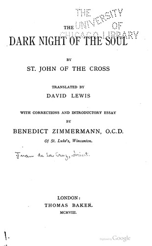 John of the Cross: The dark night of the soul (1908, Thomas Baker)